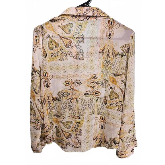 Coldwater Creek Women's Paisley Print Sheer Button-Up Blouse - Picture 2 of 7